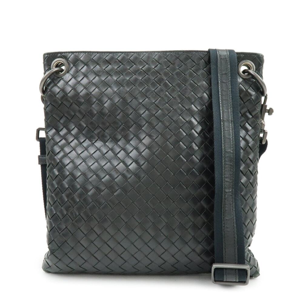 Bottega Veneta Intrecciato Lambskin Crossbody Bag Black